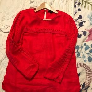 J.Crew Red Linen Blouse